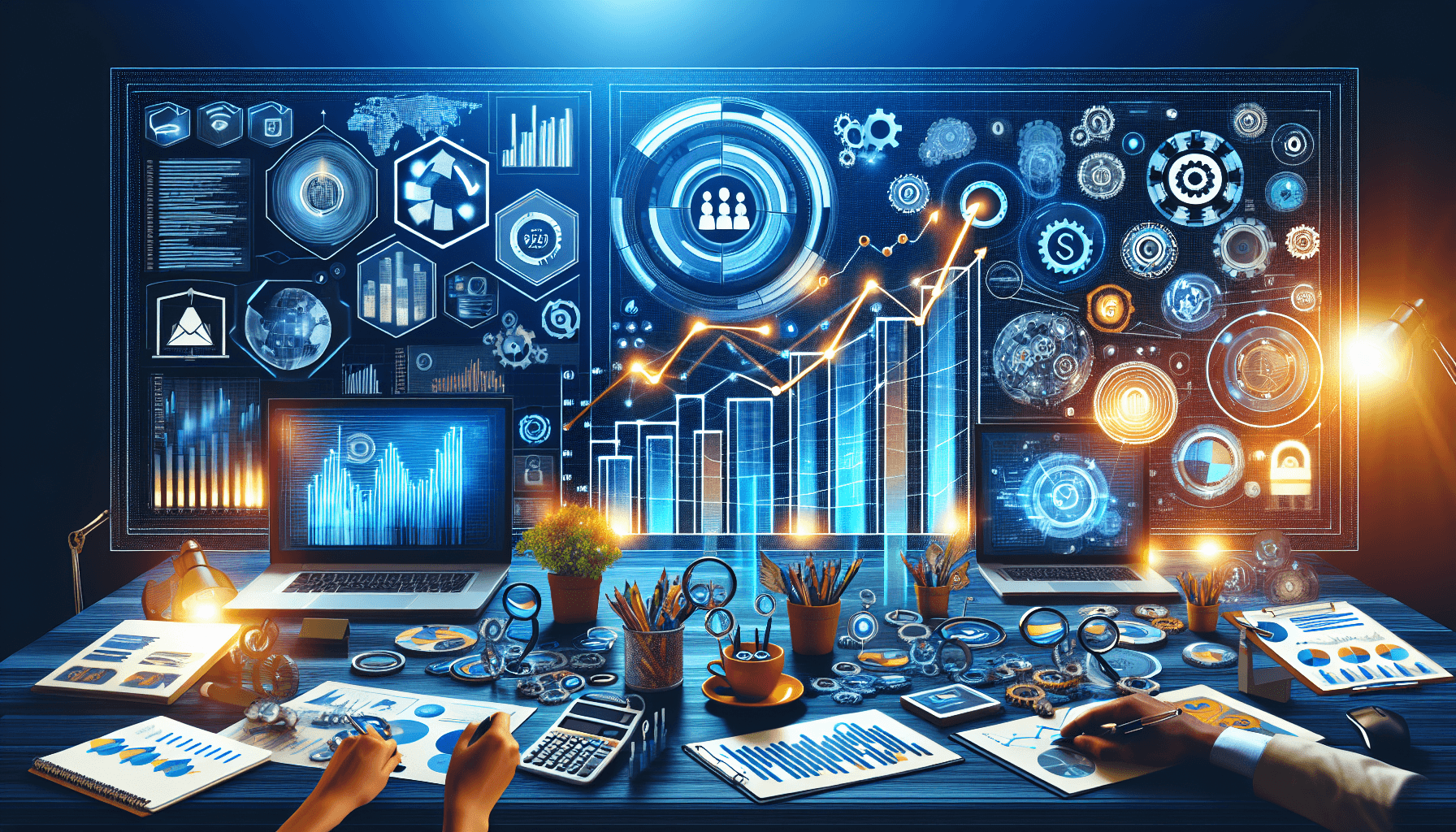 마케팅 에이전시와 회의하는 사업주